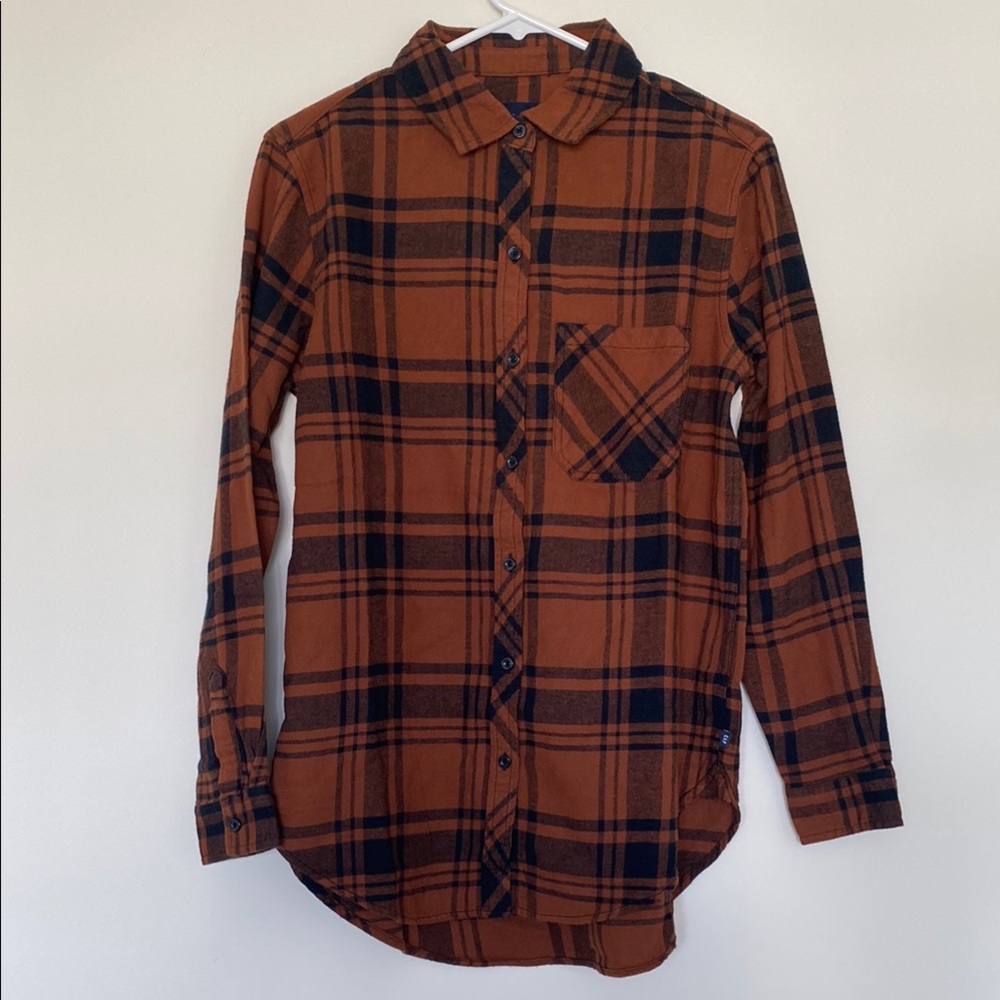 GAP Women's Plaid Shirt - Brown and Black